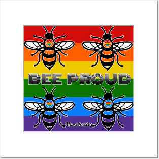 BEE PROUD. Celebrate Manchester Pride with this bold, rainbow flag bee design Posters and Art